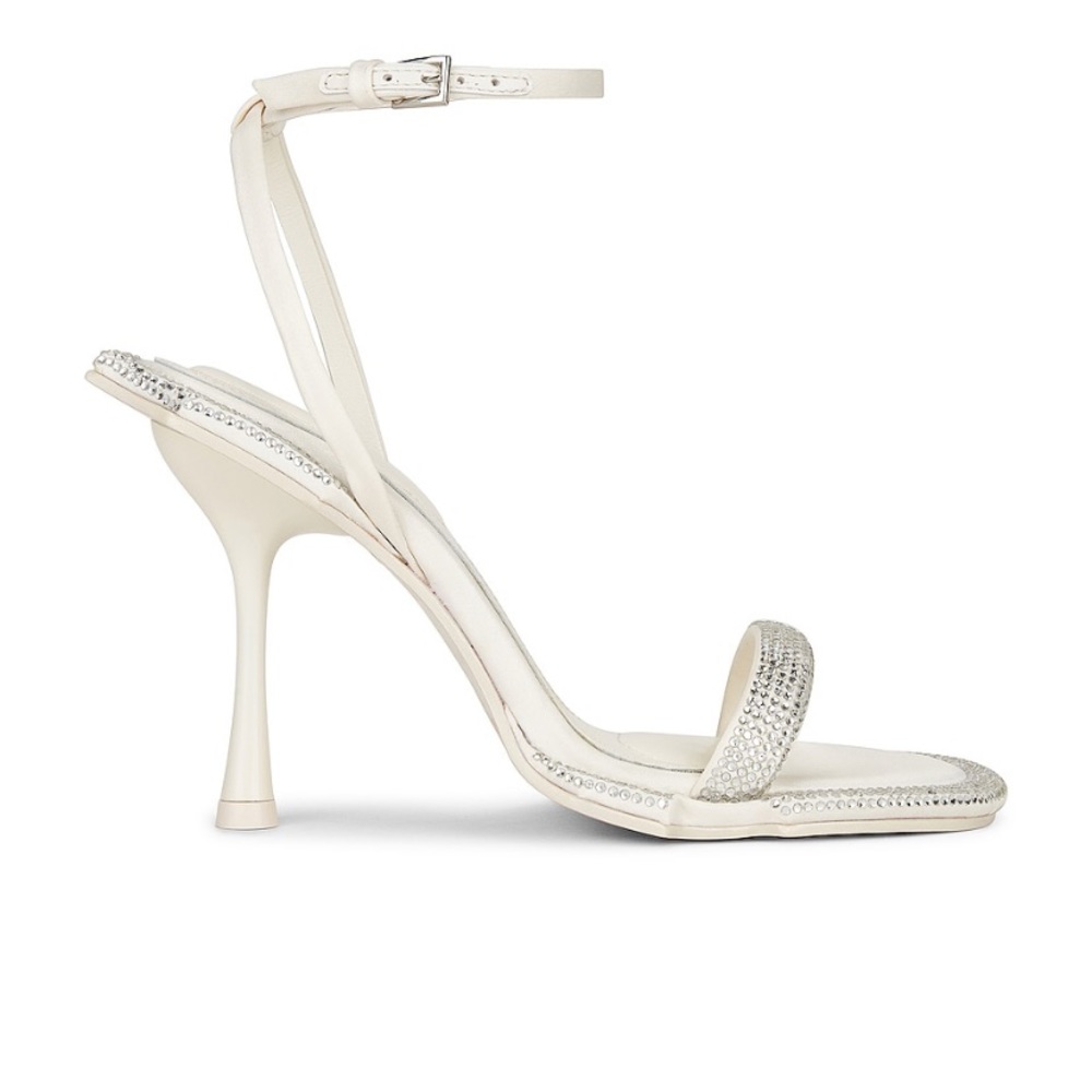 Jonathan SIMKHAI Icon Crystal Heeled Sandals in Ivory Size 37/US 6.5